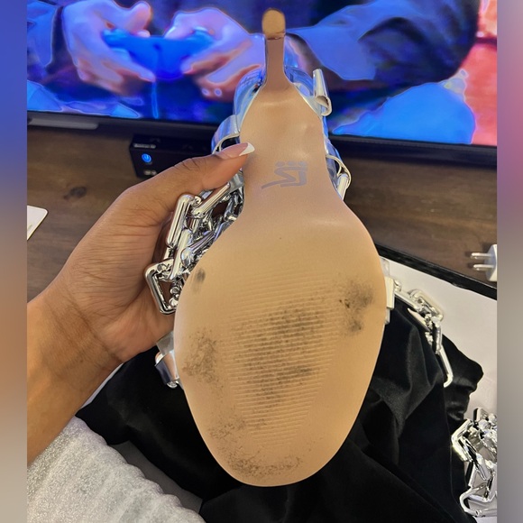 Silver Chain link up heel - Picture 2 of 8